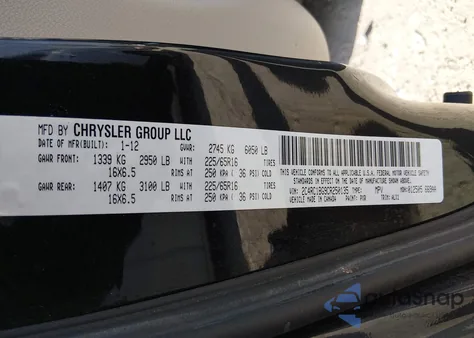 2012 Chrysler Town & Country Touring from USA, damaged, VIN 2C4RC1BG9CR250135